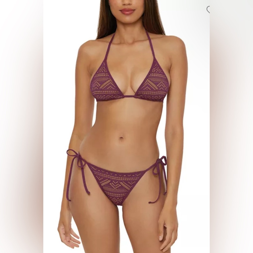 New! Becca Color Play Crochet Triangle Bikini Set Sz Large D Cup